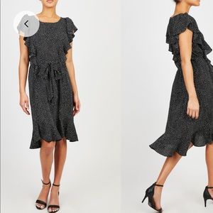 XSoldX- Max Studio flutter sleeve tie waist dress. New with tags- size medium.